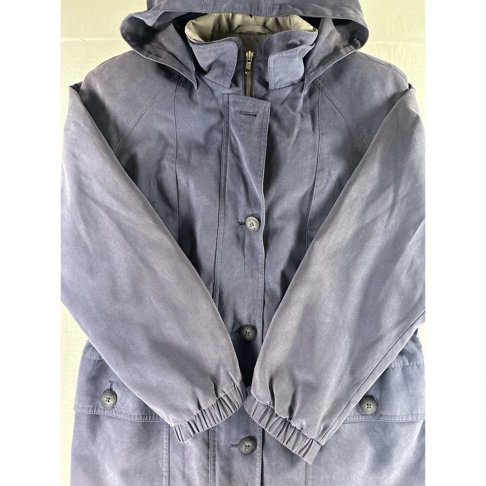 VTG Gallery Petite‎ Faux Suede Hooded Jacket PS Purple Zip Button Parka 90s